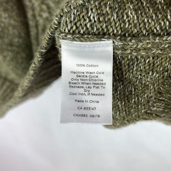 Talbots Sweater Top Green Ribbed Cable Knit Split Mock Neck Cotton Sz S - Picture 7 of 9